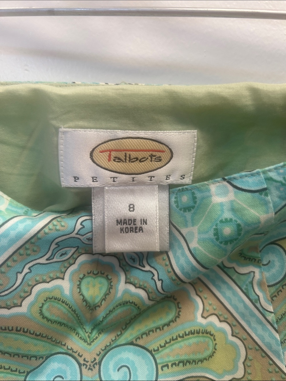 Talbots Paisley Print Skirt in Aqua and Lime - Picture 3 of 5